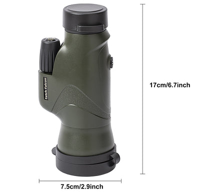 Monoculaires étanches Fetch Falcon 12x50 IPX7 avec support de téléphone, trépied, dragonne – Optique BAK4 FMC, HD Army Green (submersibles sous 1 M pendant 30 minutes AUCUNE fuite)