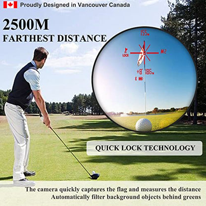 Fetch Falcon OLED Laser Golf Range Finder Up to 2500YD (Third Generation, 6X Maganification High Precision, Slope Mode with Scan) Pole Flag Locking Vibration