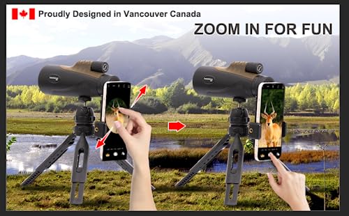 Fetch Falcon 10-30x50 High Power FMC BAK4 HD Zoom Monocular with Smartphone Adapter, Tripod, Hand Strap for Star Bird Watching Wildlife Travel Camping Hiking